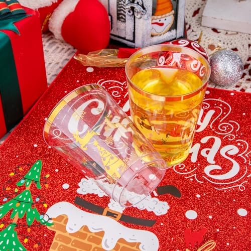 supernal 100pcs Christmas Party Cups,Gold Plastic Cups