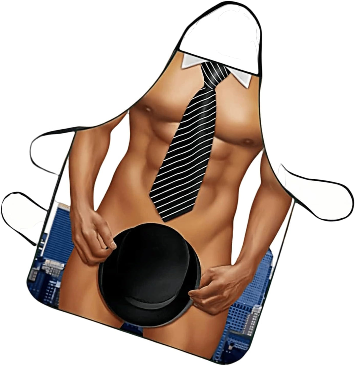 Hilarious Muscle Man Apron for Men - Adjustable Waterproof BBQ Apron, White Elephant Present for Husband and Dad