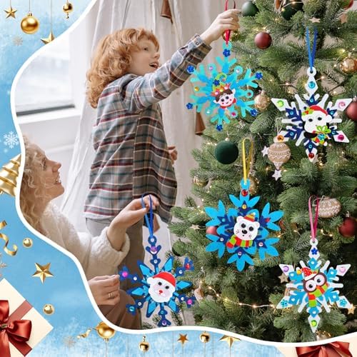 Ruicnte 24 Set Snowflake Ornament Crafts Bulk for Christmas Winter Activity