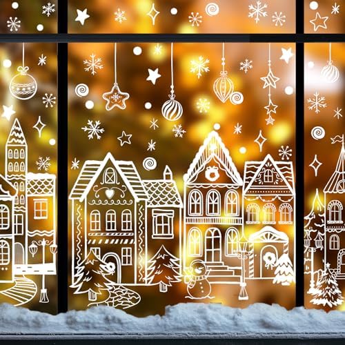 Large Christmas Window Clings White House Window Clings for Glass Windows White Snowflake Window Stickers