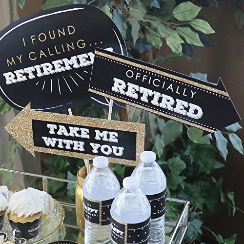 Funny Happy Retirement Party Photo Booth Prop Kit, DIY Setup - 10pc