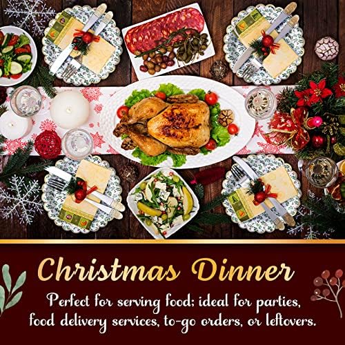 Confettiville Christmas Paper Plates, 50-Count Disposable Christmas Party Supplies, Holly, Gold Foil Scalloped Edge, 9 Inches