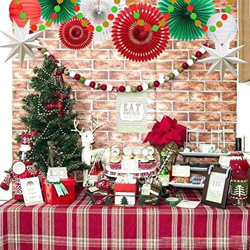 ADLKGG Red Green Christmas Party Decorations, Hanging Paper Decor Kit