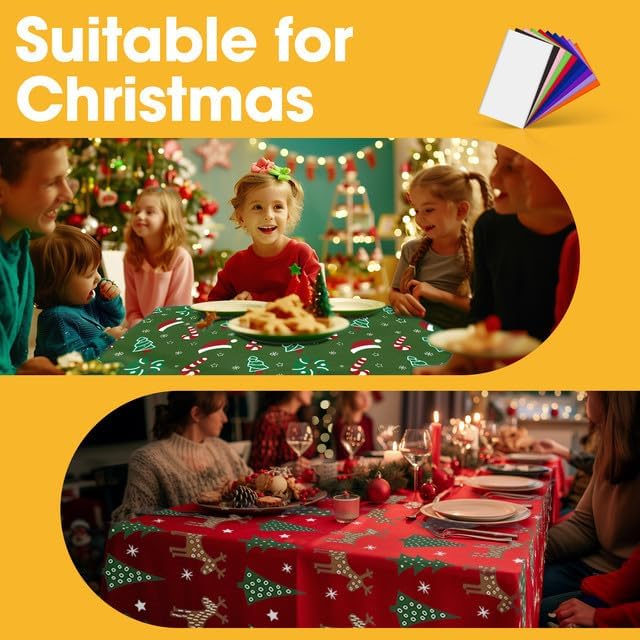 Niuara Christmas Green Plastic Table Cloth Disposable, 4 Pack, 54 x 108 in