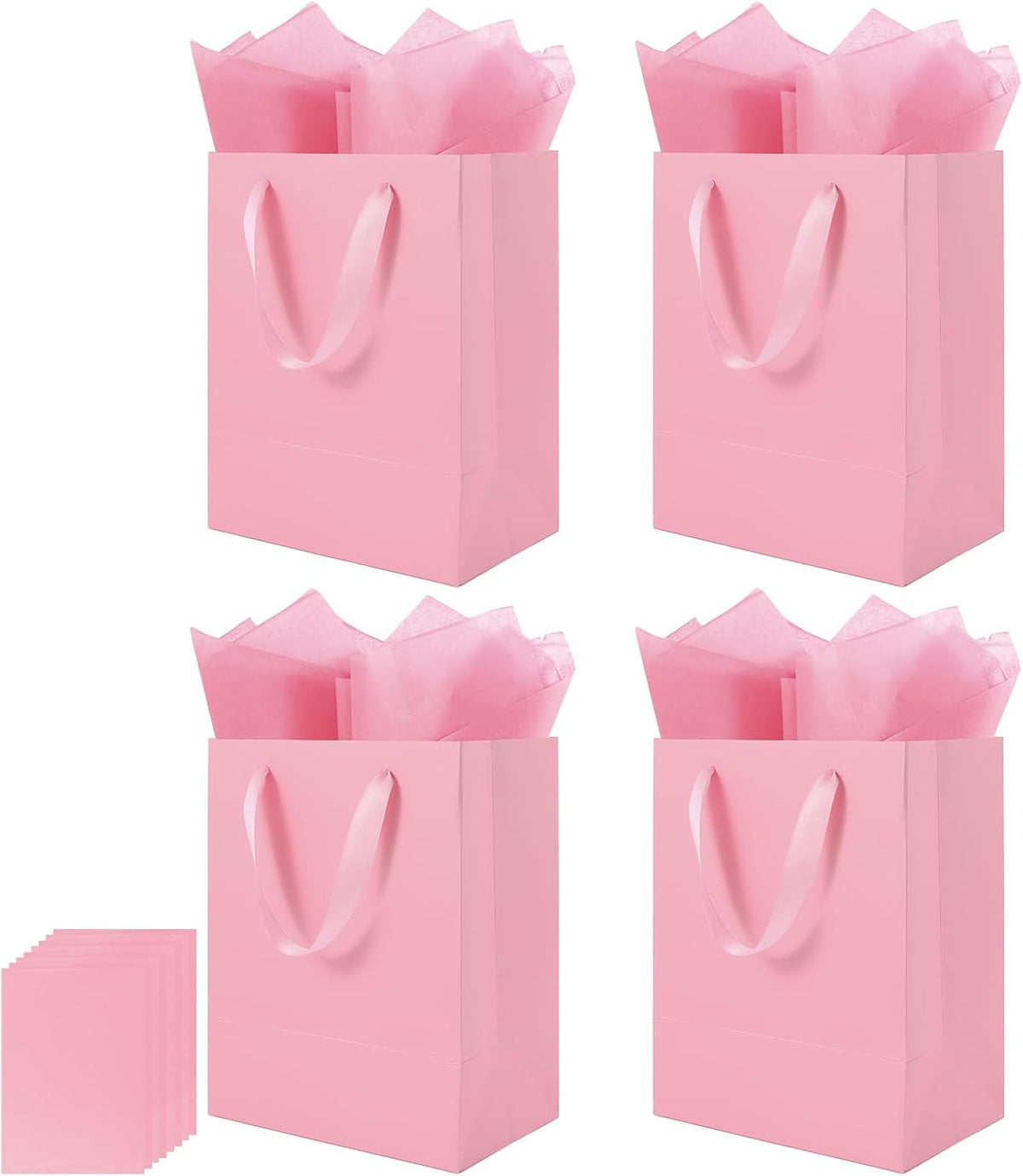 Epoesch 4 Pack Pink Gift Bags with Handles and 8 Tissue Papers