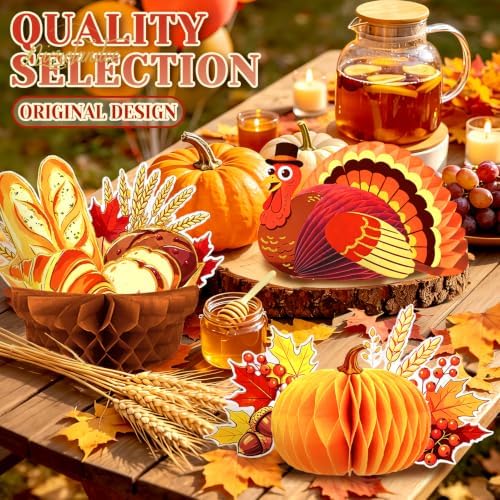 Nicrolandee Thanksgiving Table Decor 4 PCS Fall Table Centerpieces Turkey