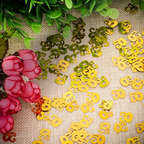 Willbond 2 Bags 1400 Pcs Gold 50th Confetti, 50th Birthday Table Confettis