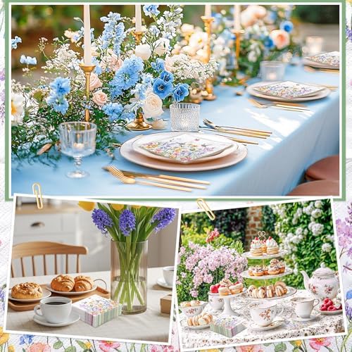 NatNarr 100 Pcs Wildflower Napkins, 5" Floral Cocktail Napkins