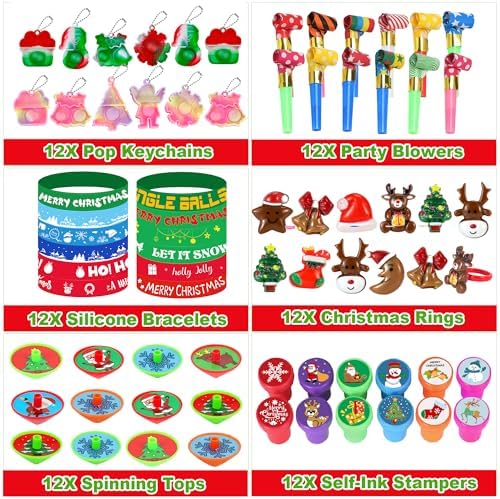 358PCS Christmas Party Favors Supplies Decoration, Goodie Bag Pinata Stocking Stuffers Bulk, Treasure Box Toy for Classroom Rewards, Advent Calendar Stuff Filler, Carnival Prizes, Xmas Birthday Gifts