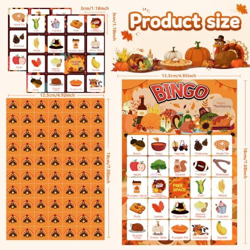 MDDRUIQI Thanksgiving Crafts for Kids - Thanksgiving Bingo Cards for Kids