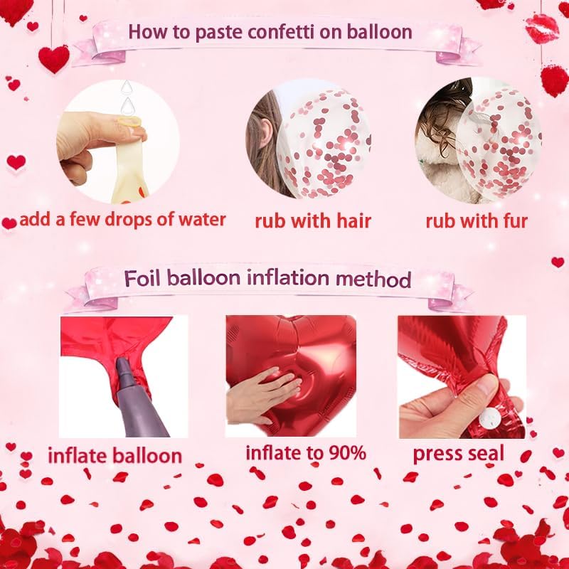 Red Heart Balloon Decoration Kit