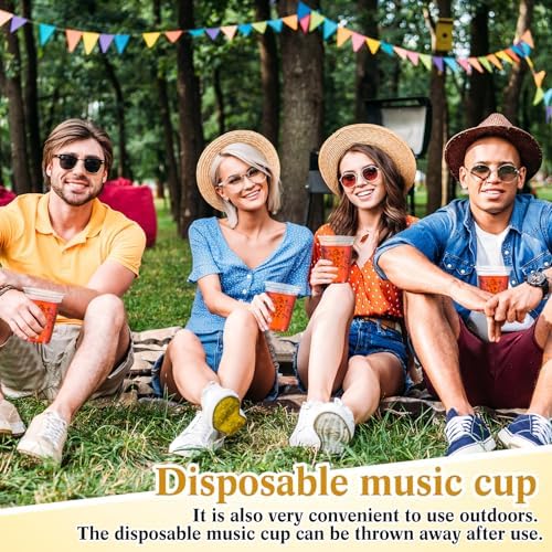 Funnymoom 60 Pack Music Notes Plastic Cups for Party Decorations, 12 oz