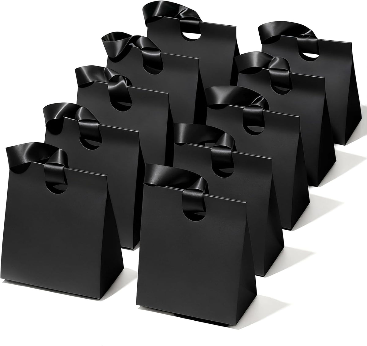 Vitalizart Paper Gift Bags With Ribbon Handles Small Black Bulk Pack
