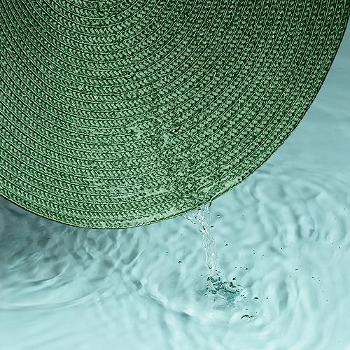 FunWheat Round Braided Placemats Set of 4 Table Mats for Dining Tables Woven Washable Non-Slip Place mats 15inch (Green, 4pcs)