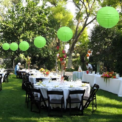 20Pcs Green Paper Lanterns for Parties, 4” 6” 8” 10” 12” Chinese Asian Hanging Round Paper Lanterns for Birthday Wedding Halloween Christmas Home Decor Party Decor