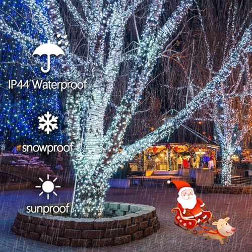 OZS Connectable 2-Pack 164Ft 400LED Christmas String Lights, Cool White