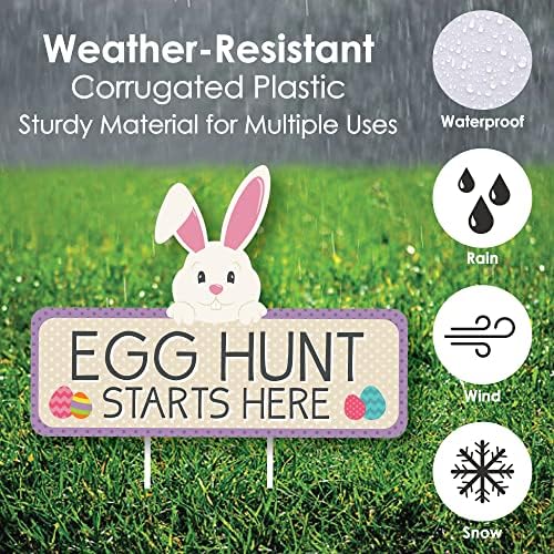 Big Dot of Happiness Easter Egg Hunt Arrow Yard Signs - Outdoor Easter Bunny Yard Decorations - 10 Piece