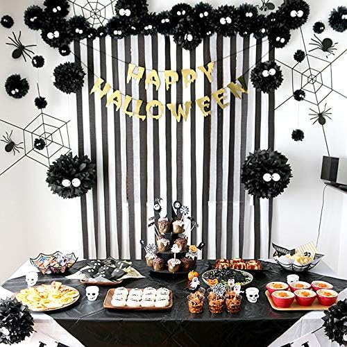 8 Rolls Black Crepe Paper Streamers, Wedding Birthday Baby Shower Halloween Party Decoration, Rainbow DIY Supplies, Graduation New Year Decor