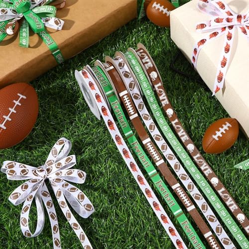 DECYOOL Football Grosgrain Ribbon, 3/8" Width 60 Yards Sport Rugby Ribbons