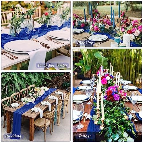 35x72 Inch Royal Blue Cheesecloth Table Runner Wedding Birthday Decor