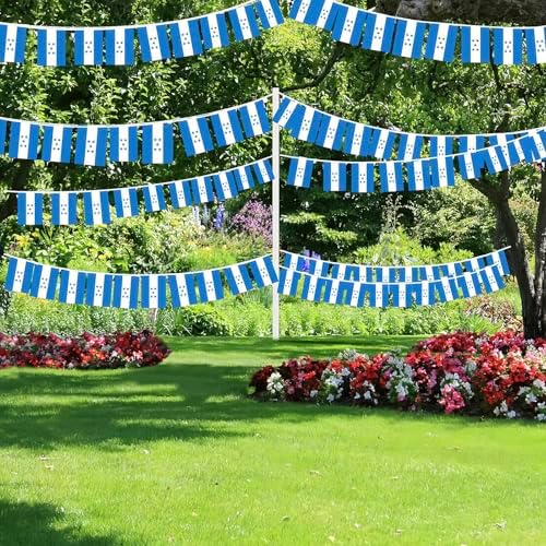 AhfuLife 30 Pcs Honduras String Flags for Independence Day Decorations, Small Honduran Flag Bunting Banner - Double Sided for National Day Festival Party Decorations (5.5×8.3 Inch-33 Ft)