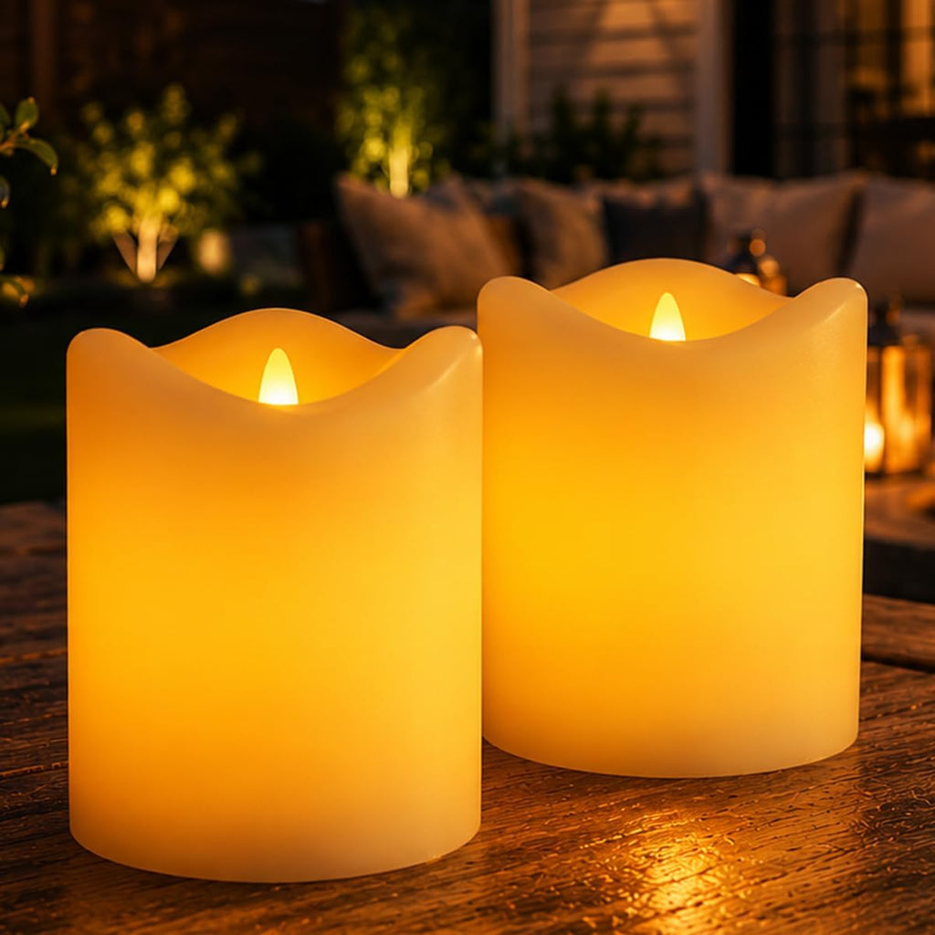 Nimiko Flameless Candles with Remote, Battery Operated Flickering Flameless Candles, LED Candles with Timer 2/4/6/8H, Realistic Drop Wax flameless Candle Set of 9 (D3 x H 3" 4" 5" 6" 7") (Ivory)
