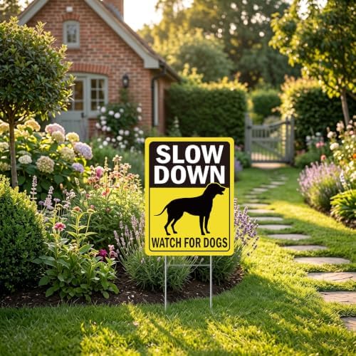 Rngmsi Slow Down Dogs At Play Yard Sign Set 3pc
