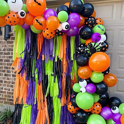154Pcs Halloween Balloon Arch Garland Kit, Pumpkin Ghost Boo Foil Balloons