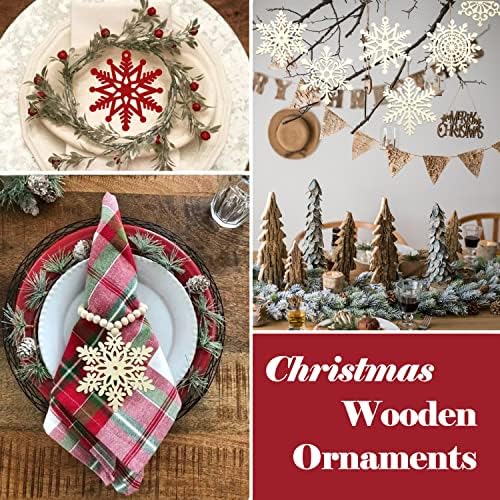 36pcs Large Christmas Wooden Snowflakes Hanging Ornaments DIY Craft Snowflake Wooden Ornaments Unfinished Wood Cutout Christmas Decorations Tree Decor Kids Paint