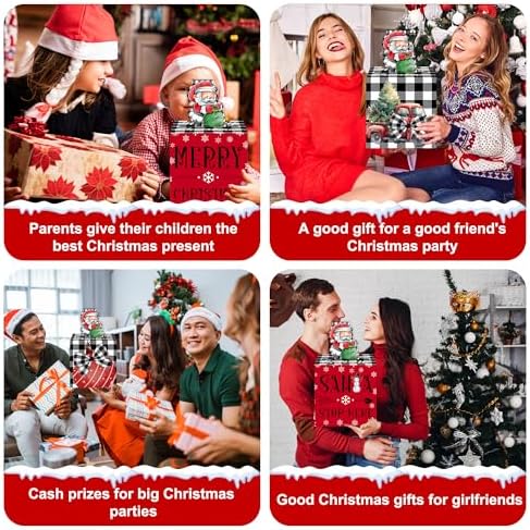 Merry Christmas Party Gifts, Xmas Party Decorations, Santa Money Box with Pull Out Card, Xmas Money Box, Santa Cash Pull Box Gifts for Boys & Girls