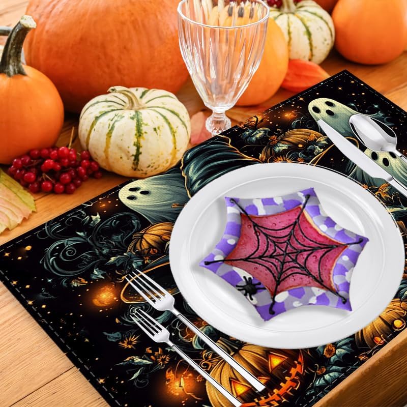 Pumpkin Placemats Set of 4 Halloween Decoration for Home Decor