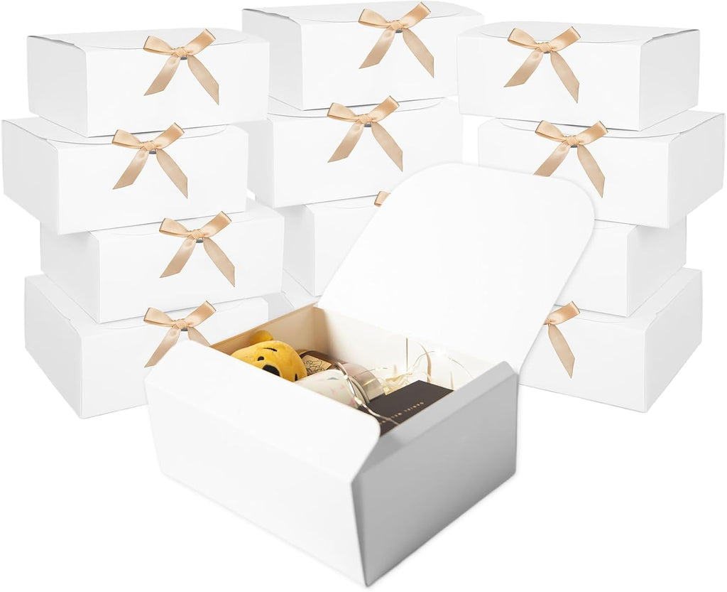 12 PCS White Gift Boxes with Lids，9.8x7.8x3.9, Bridesmaid Proposal Box with Ribbon, Gift Boxes for Wedding, Christmas, Valentine's Day,Birthday,Baby Shower and the other Parties