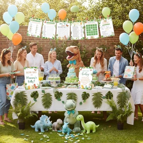 Funnymoom 426 Pcs Dinosaur Baby Shower Games Set, 8 Activities Bingo