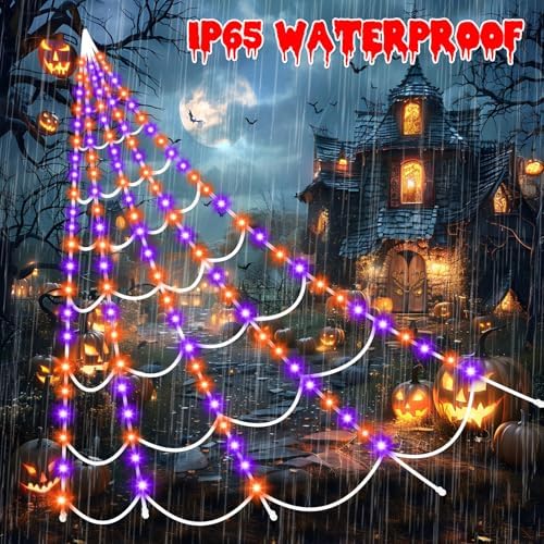 Halloween Decorations Outdoor Spider Web: Giant Light Up Spider Web Decor