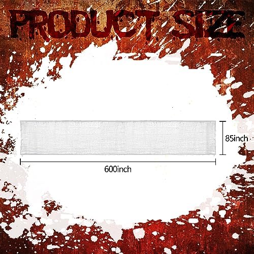 RunNico 600" x 85" Creepy Cloth - Large White Halloween Spooky Fabric Cloth - Creepy Spooky Halloween Decorations for Haunted House Window Backdrops Garden Party Yard Wall Doorway