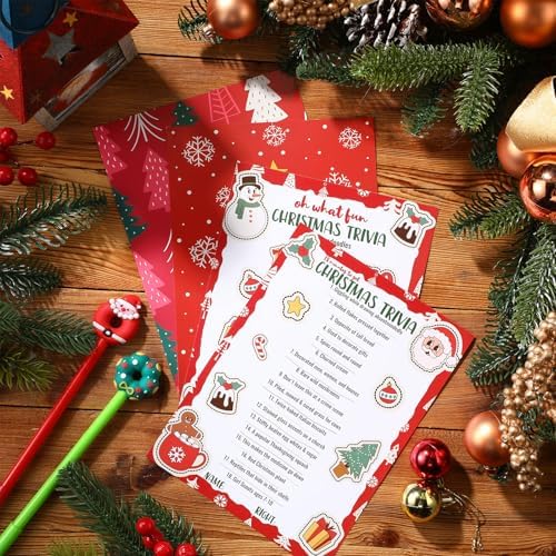 Marspark 80 Pcs Christmas Trivia Game Cards for Family Adults, Stylish