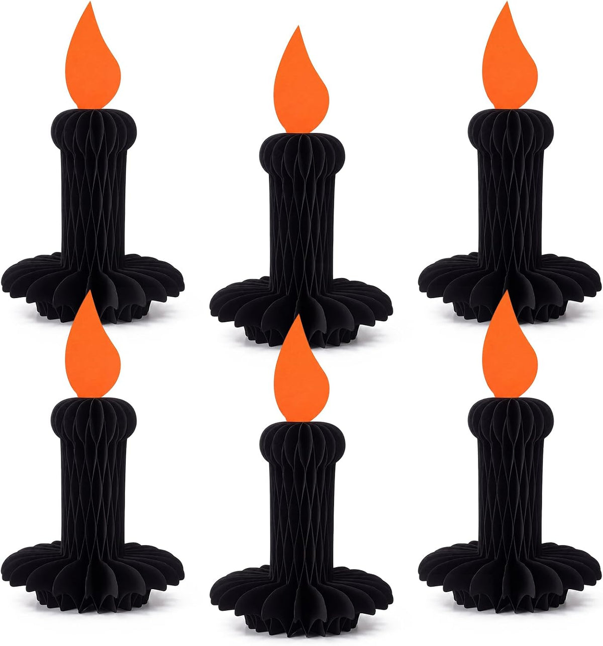 Fourluoo 6pcs Halloween Table Decoration Black Candle Honeycomb Centrepiece