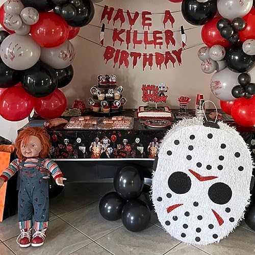 1 PCS Have a Killer Birthday Cake Topper - Glitter Horror Classic Halloween Cake Pick for Bloody Horror Theme Party Cake Decorations Supplies