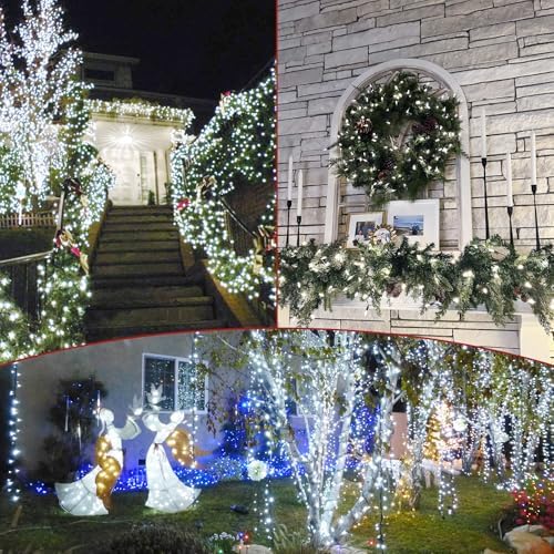 OZS Connectable 2-Pack 164Ft 400LED Christmas String Lights, Cool White