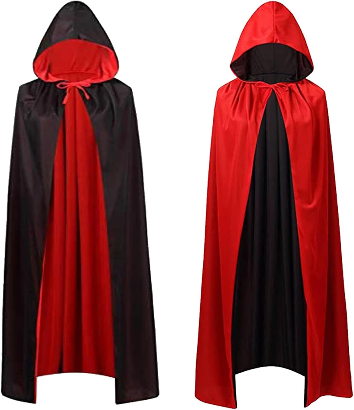 Adult Stand Collar with Hood Reversible Cloak Masquerade Cape for Halloween