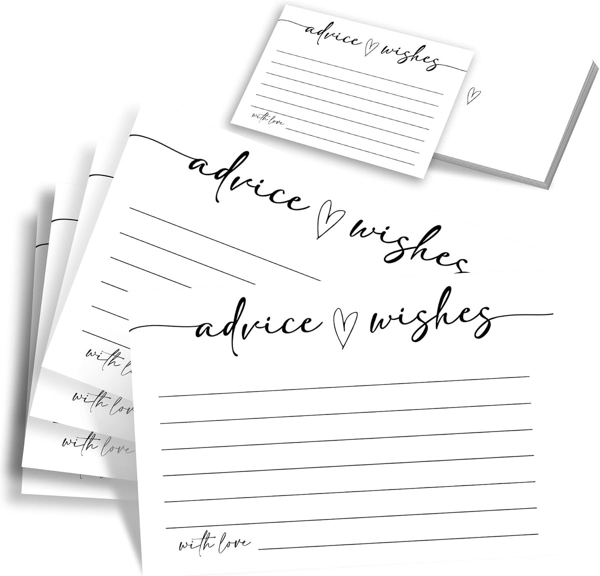 Advice and Wishes for Mr and Mrs, 60 White Marriage Message Cards - Minimalist Fill-in-the-Blank Wedding Stationery for Bride and Groom