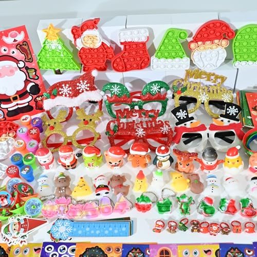358PCS Christmas Party Favors Supplies Decoration, Goodie Bag Pinata Stocking Stuffers Bulk, Treasure Box Toy for Classroom Rewards, Advent Calendar Stuff Filler, Carnival Prizes, Xmas Birthday Gifts