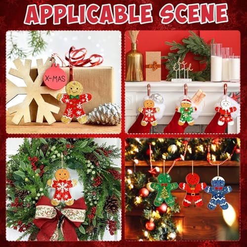 Wooden Christmas Gingerbread Man Ornaments to Paint Decoration Cutouts Unfinished 24PCS 3.5 inches, DIY Blank Unfinished Christmas Tree Ornament for Home Snowflakes Crafts Hanging
