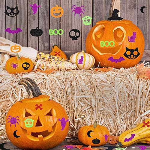 Halloween Foam Stickers, Glitter Halloween Stickers, Sparkle Self-Adhesive Pumpkin Ghost Shape Puffy Stickers for Halloween Party Supplies Decorations