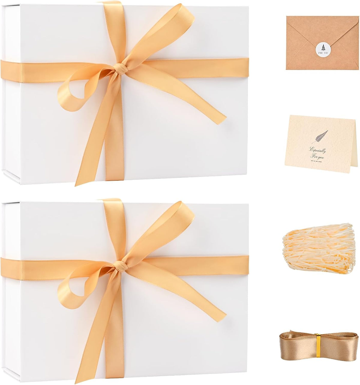 LIFELUM White Magnetic Gift Box for Wedding Presents, 9.5"x7"x3.5"