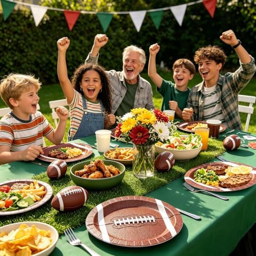 50 Pcs Football Shaped Plates, 12" Disposable Oval Paper Plates