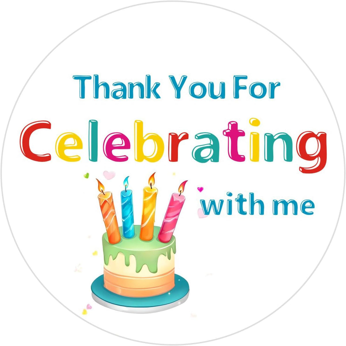 120 Pcs Thank You Stickers, 2 Inch Thank You for Celebrating with Me Stickers, Party Favors Labels for Birthday, Anniversaries, Envelope Seals (Cake)