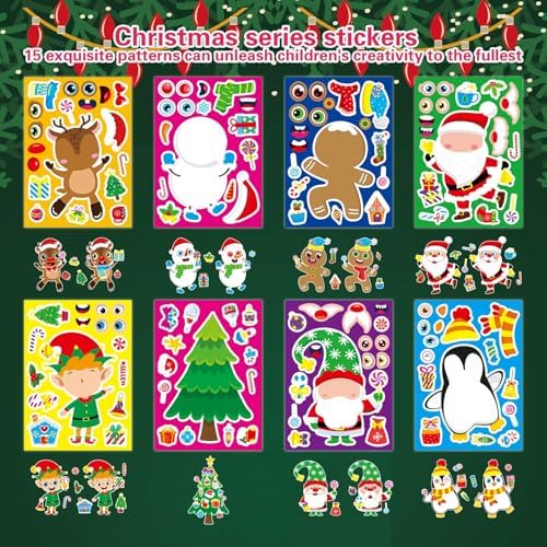 32 Sheets Christmas Stickers for Kids, Make Your Own Sticker, Kid Christmas