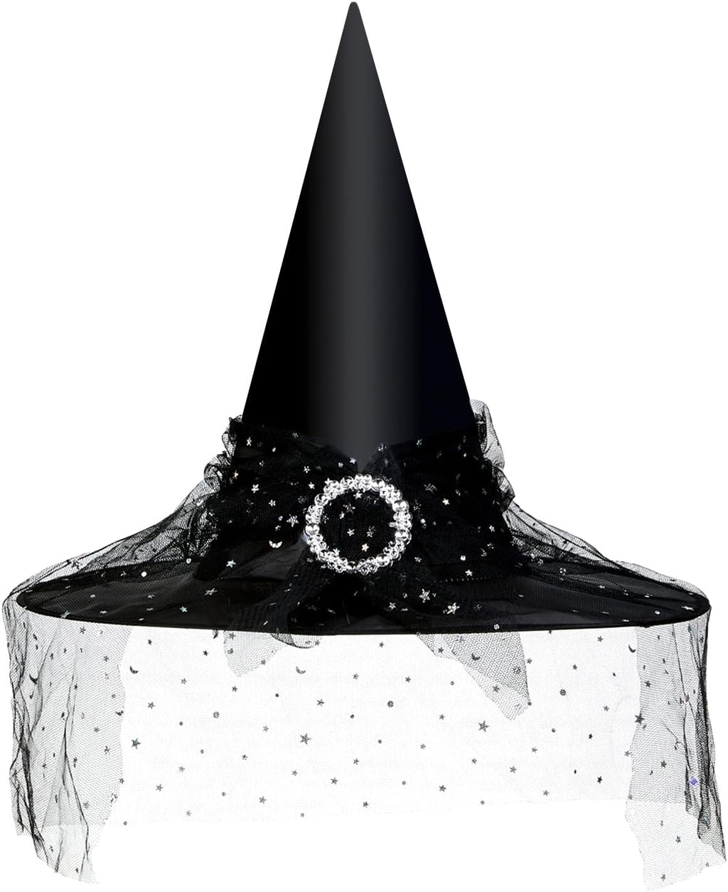Edoneery Halloween Witch Hat for Women, Mesh Lace Cosplay Costume Accessory