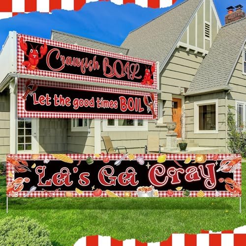 Remagr 3 Pcs Crawfish Banner Crawfish Boil Party Decorations